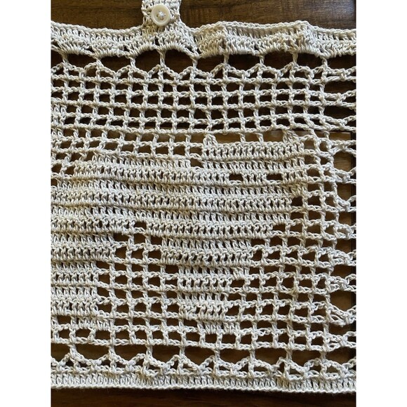 Cute Kitties Handmade Crochet Grey Short Curtain Valance Panels 100% Cotton - Picture 3 of 7